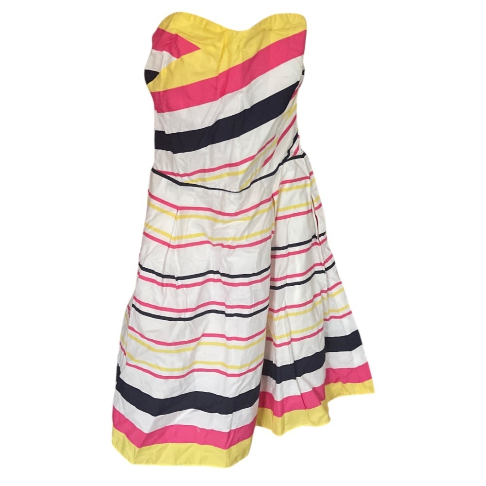 Lilly Pulitzer Felicity Dress Strapless Fit & Flare White Striped Mini Dress 6 - Picture 1 of 9